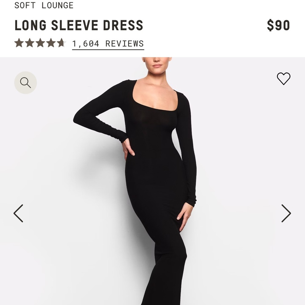 Skims Black Dress - Long Sleeve - XS